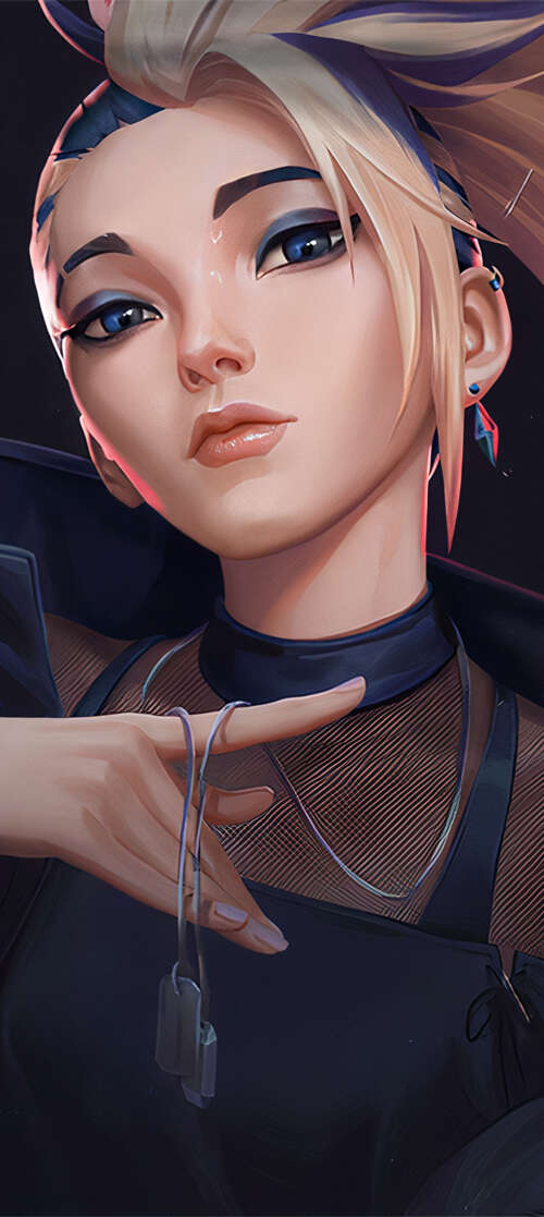 Akali from League of Legends K/DA wearing neon-accented urban streetwear lava Shark wallpaper images