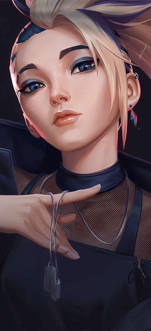Akali from League of Legends K/DA wearing neon-accented urban streetwear realme neo7 Turbo download free wallpaper for phone