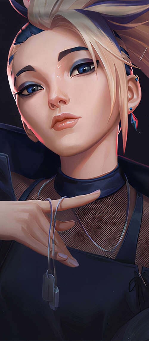 Akali from League of Legends K/DA wearing neon-accented urban streetwear Blackview WAVE 10 wallpaper