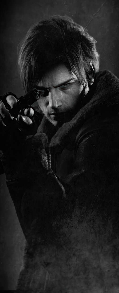 A cinematic portrait of Leon S. Kennedy from Resident Evil against a dark, moody... Meizu Note 16 cell phone backgrounds free