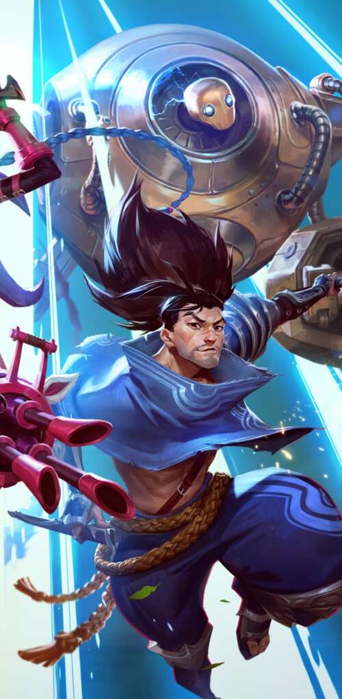 Detailed portrait of Lux and Jinx from the game League of Legends: Wild Rift. Huawei Mate 30 Pro wallpaper images