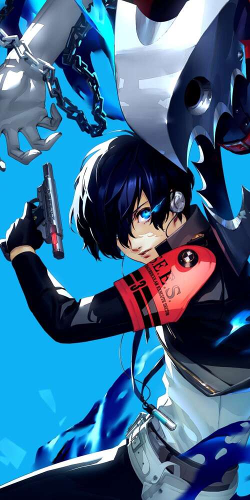 Cinematic high-resolution game art of Makoto Yuki from Persona 3 Reload Doogee Fire 3 hand phone wallpaper