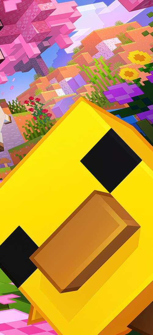 A hyper-realistic 5K depiction of Steve from Minecraft with futuristic lighting and... realme neo7 Turbo wallpaper download
