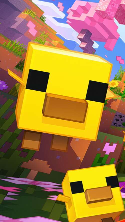 A hyper-realistic, high-resolution 5K landscape of a Minecraft world with advanced... lava Play Max cell phone backgrounds free