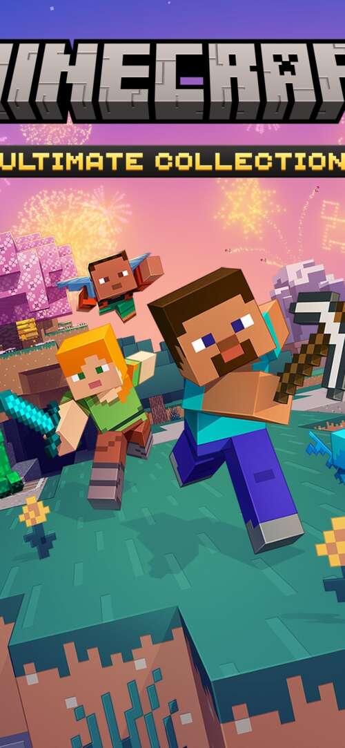 A cinematic depiction of Steve from Minecraft overlooking a vast, high-definition... Apple iPhone 16e free hd wallpapers