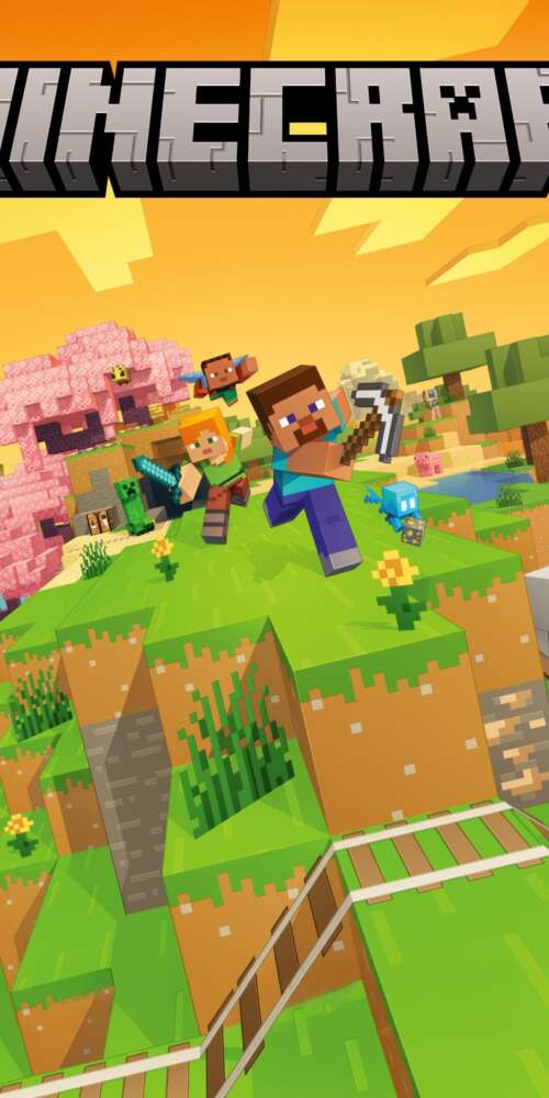Cinematic 5K key art for Minecraft Deluxe Edition featuring Steve in a detailed blocky... Doogee Fire 3 free wallpaper
