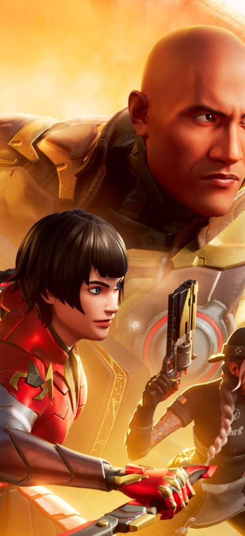 A highly detailed and cinematic view of a stylized combatant in a futuristic Fortnite... realme neo7 Turbo download free wallpaper for phone