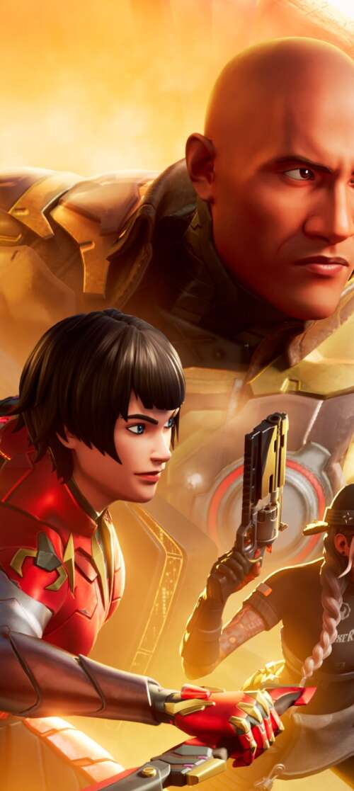 A highly detailed and cinematic view of a stylized combatant in a futuristic Fortnite... Doogee Fire 7 wallpaper images