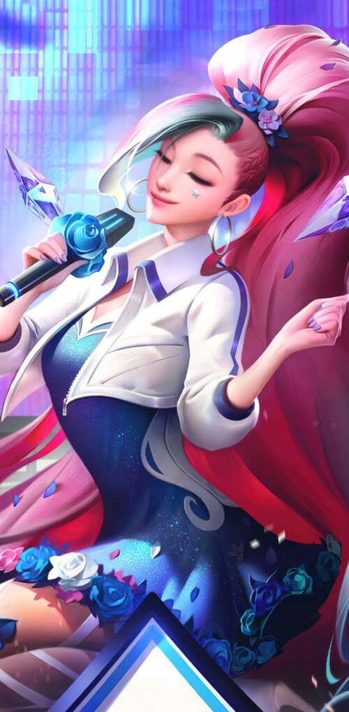 Seraphine from League of Legends K/DA performing in a K-pop inspired style Huawei Mate 30 Pro free hd wallpapers
