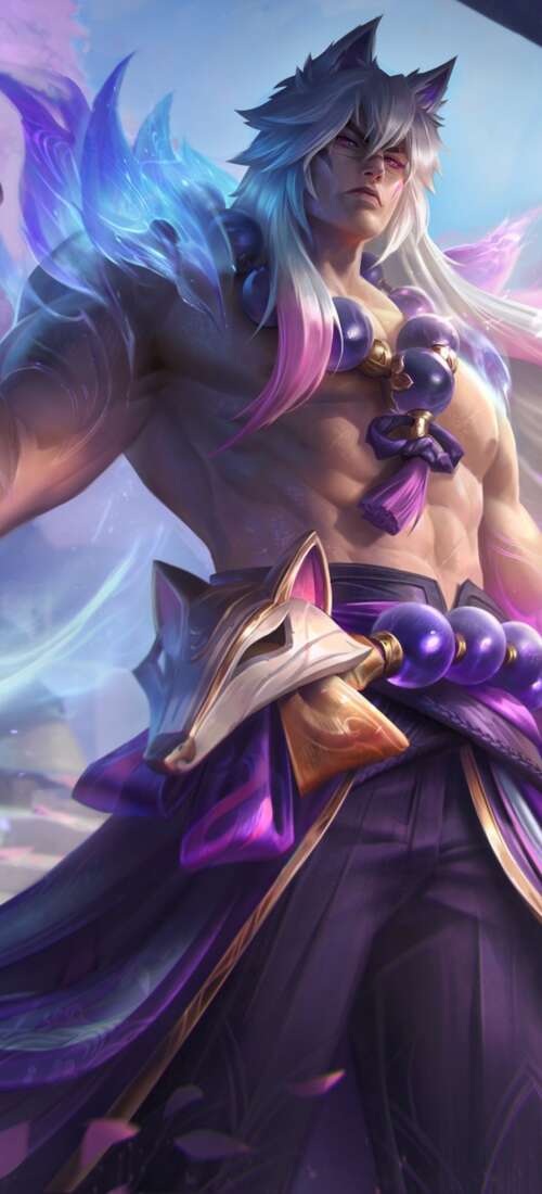 Sett from League of Legends featured in the Spirit Blossom theme, surrounded by ethereal... Honor Magic V6 download free wallpaper for phone