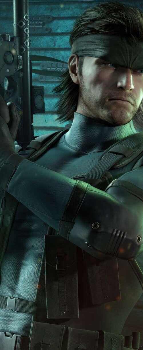 A high-detail, cinematic close-up of Solid Snake from Metal Gear Solid wearing advanced... Meizu Note 16 free wallpaper