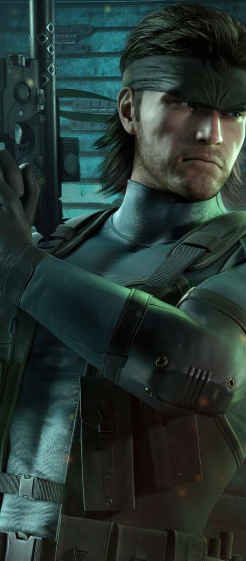 A high-detail, cinematic close-up of Solid Snake from Metal Gear Solid wearing advanced... Ulefone Armor 30 wallpaper