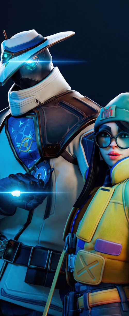 Character art featuring the Valorant agents Sage, Cypher, and Killjoy. Meizu Note 16 free wallpaper