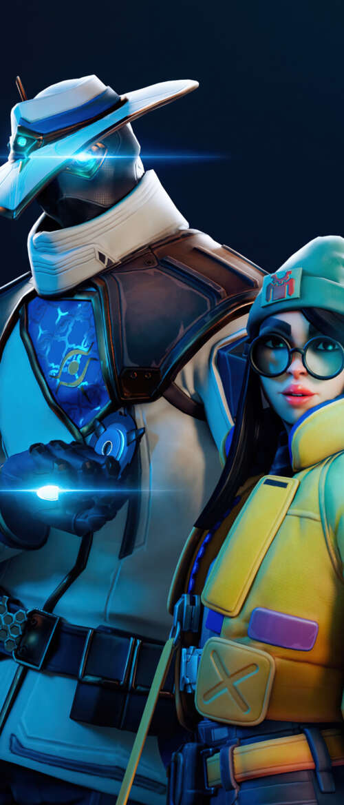 Character art featuring the Valorant agents Sage, Cypher, and Killjoy. Samsung Galaxy Z TriFold wallpaper photo gallery download
