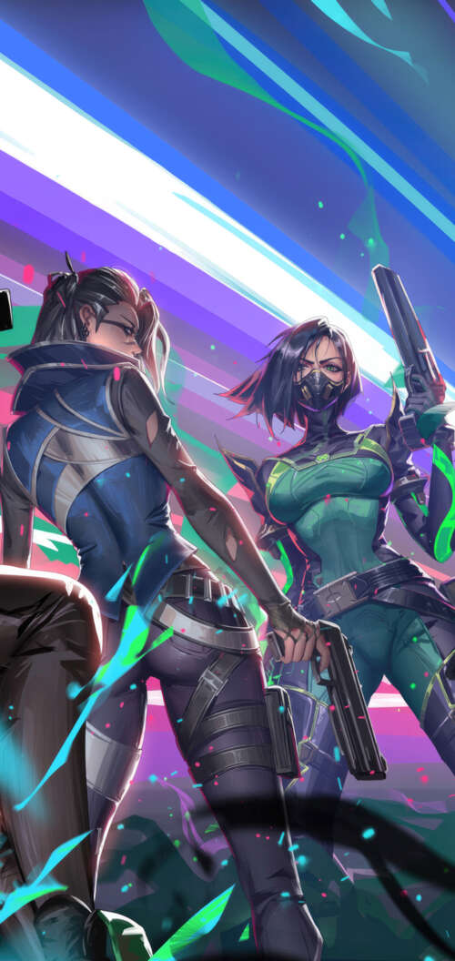 A group portrait of Valorant characters Viper, Sage, Jett, Killjoy, and Fade. Oppo A6c free background images