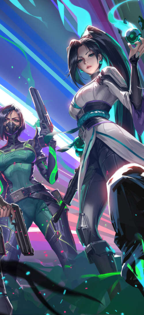 A group of female characters Viper, Sage, Jett, Killjoy, and Fade from the game Valorant. realme neo7 Turbo high definition wallpaper