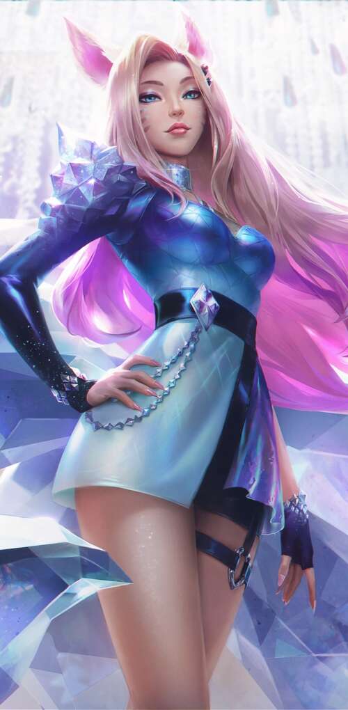 A detailed portrait of Ahri from League of Legends in her K/DA outfit. Huawei Mate 30 Pro