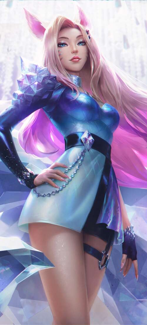 A detailed portrait of Ahri from League of Legends in her K/DA outfit. Honor Magic V6