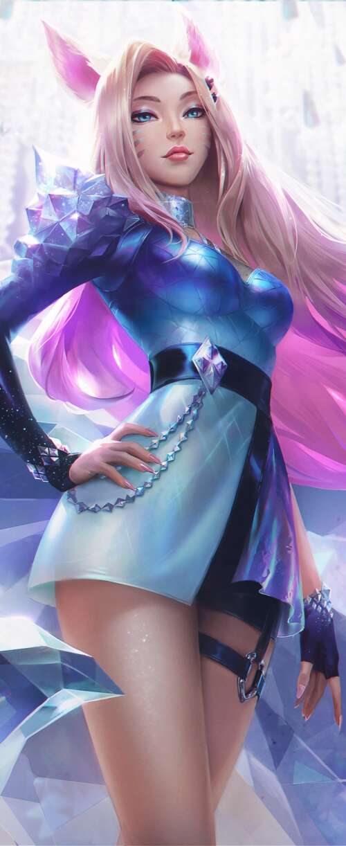 A detailed portrait of Ahri from League of Legends in her K/DA outfit. Meizu Note 16