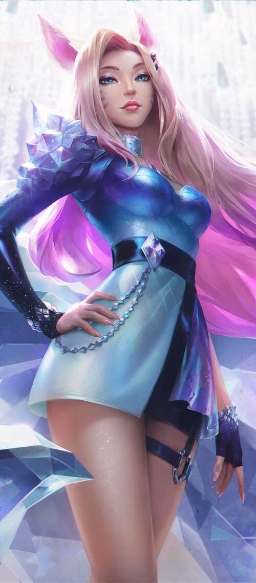 A detailed portrait of Ahri from League of Legends in her K/DA outfit. Blackview WAVE 10