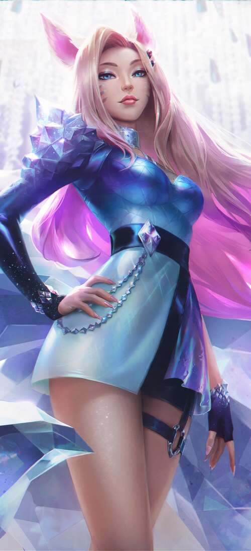 A detailed portrait of Ahri from League of Legends in her K/DA outfit. Oppo A6 Max