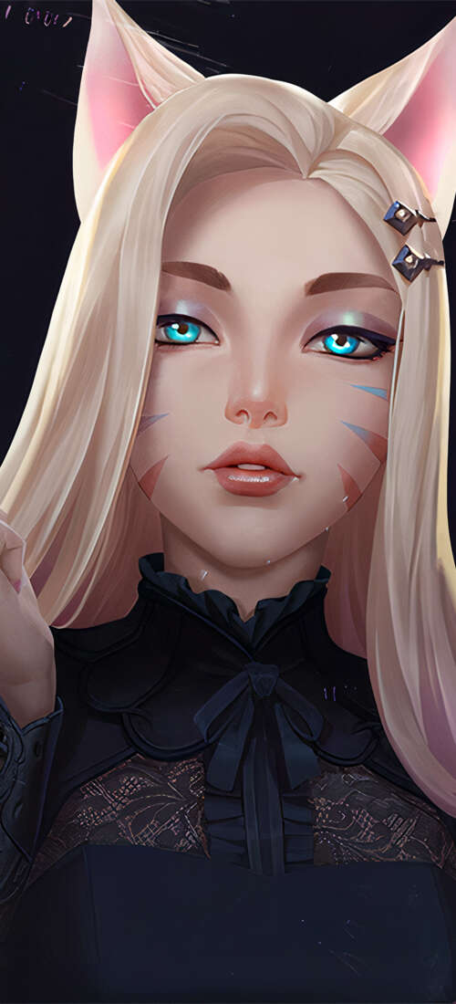 Ahri from League of Legends in her K/DA outfit with a dark background hd background