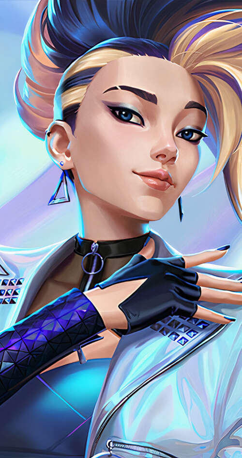 Akali from League of Legends in her signature K/DA K-pop outfit with neon accents. Sharp Aquos C10 wallpaper images