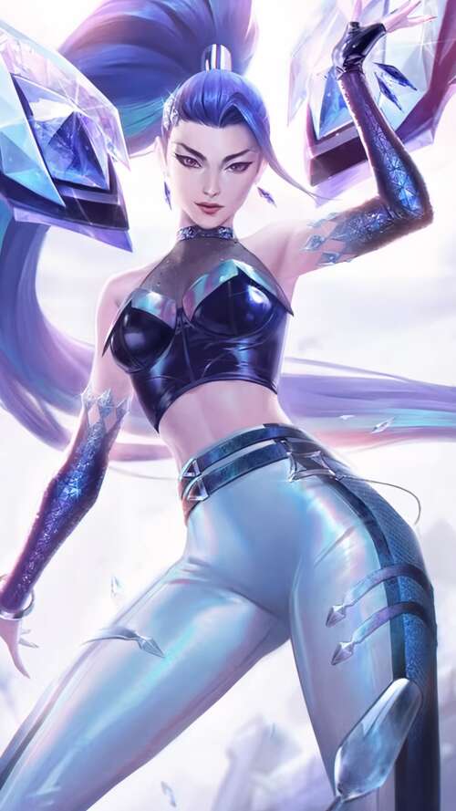 A high-detail cinematic depiction of Kai'Sa from League of Legends K/DA.