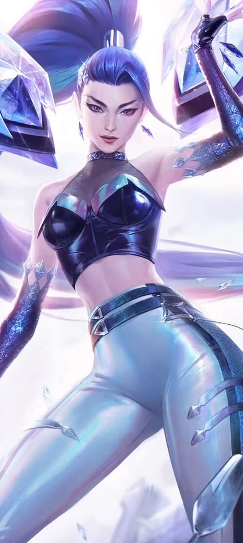 A high-detail cinematic depiction of Kai'Sa from League of Legends K/DA.
