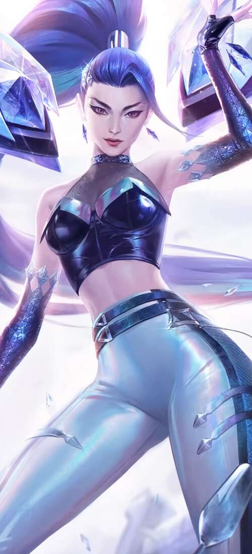 A high-detail cinematic depiction of Kai'Sa from League of Legends K/DA. Honor Magic8 free background