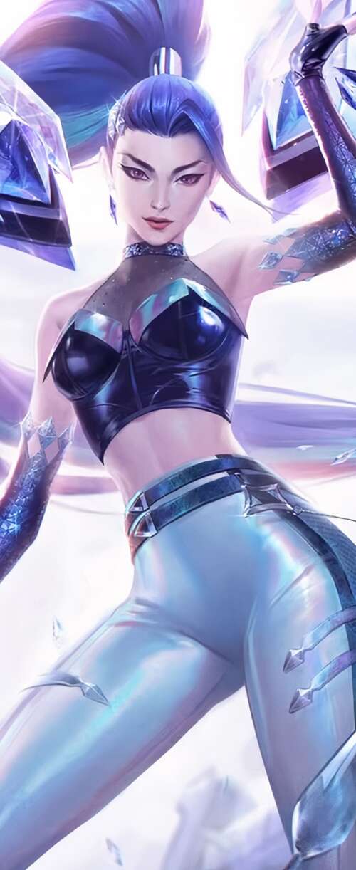 A high-detail cinematic depiction of Kai'Sa from League of Legends K/DA. Meizu Note 16 wallpapers for android