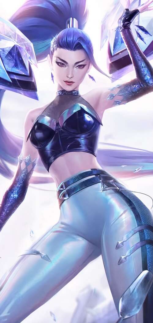 A high-detail cinematic depiction of Kai'Sa from League of Legends K/DA. lock screen wallpaper