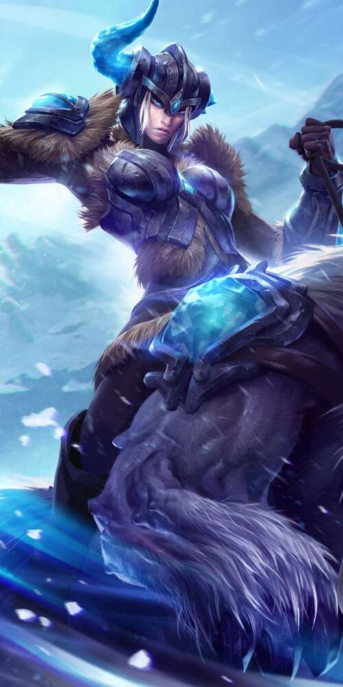 High-resolution 5K digital art of a League of Legends champion with magical energy...