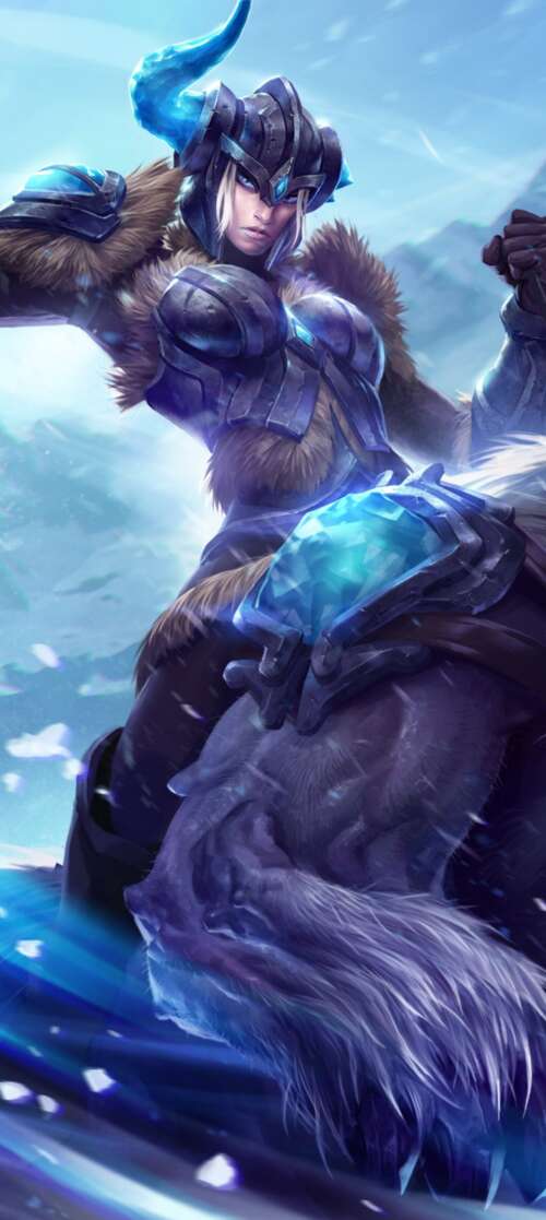 High-resolution 5K digital art of a League of Legends champion with magical energy...