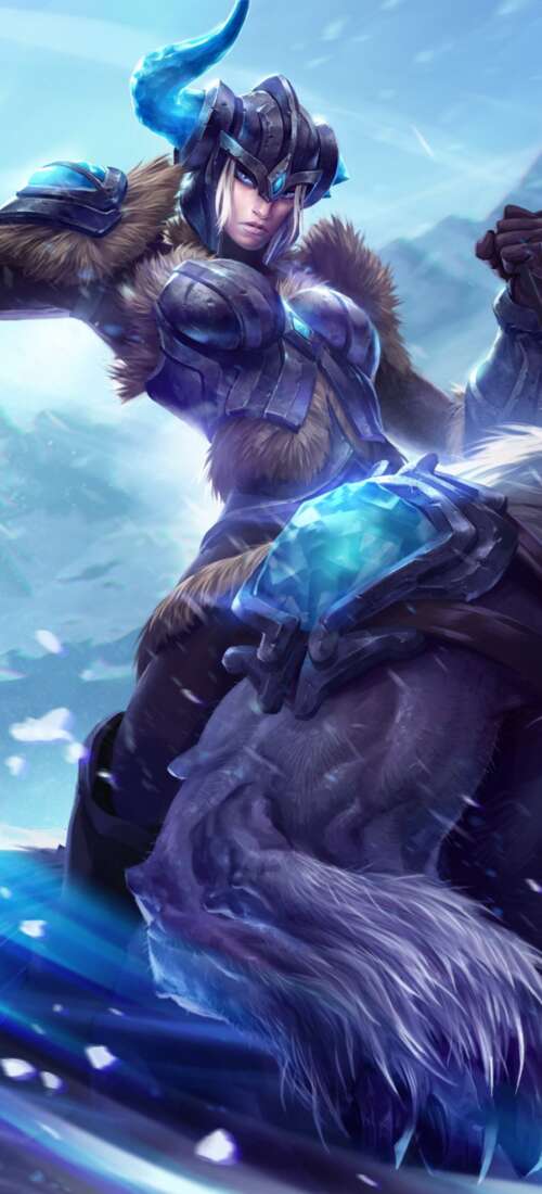 High-resolution 5K digital art of a League of Legends champion with magical energy...