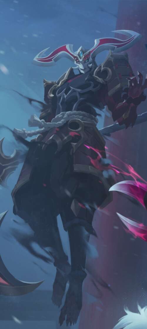 A dramatic depiction of a League of Legends-style champion wielding magical energy...