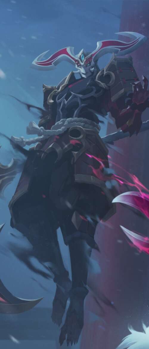 A dramatic depiction of a League of Legends-style champion wielding magical energy...