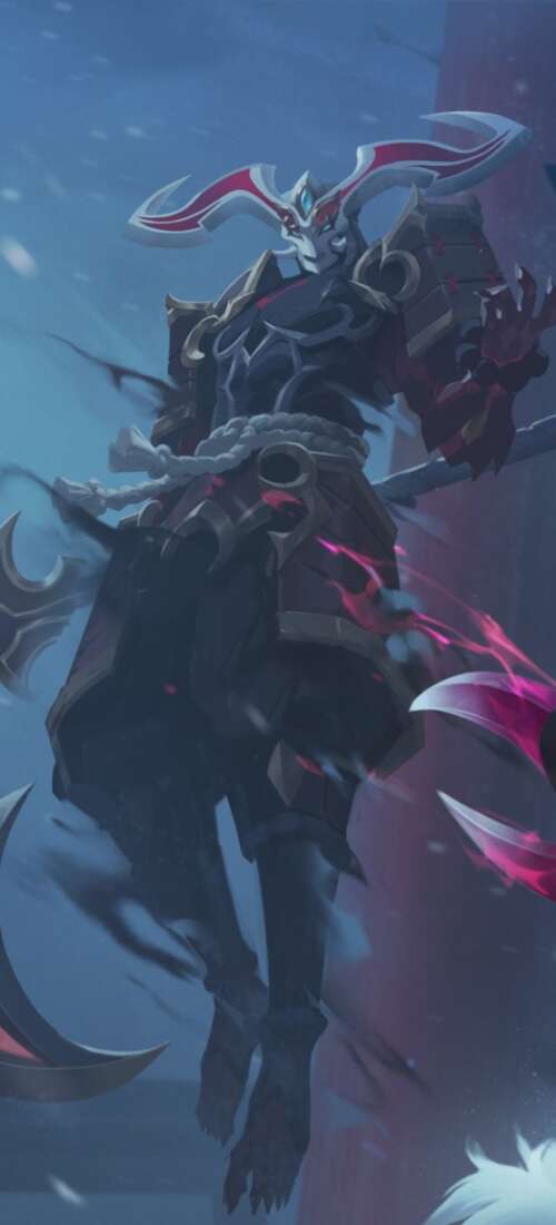 A dramatic depiction of a League of Legends-style champion wielding magical energy...