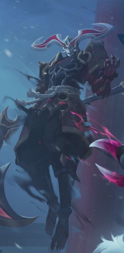 A dramatic depiction of a League of Legends-style champion wielding magical energy...