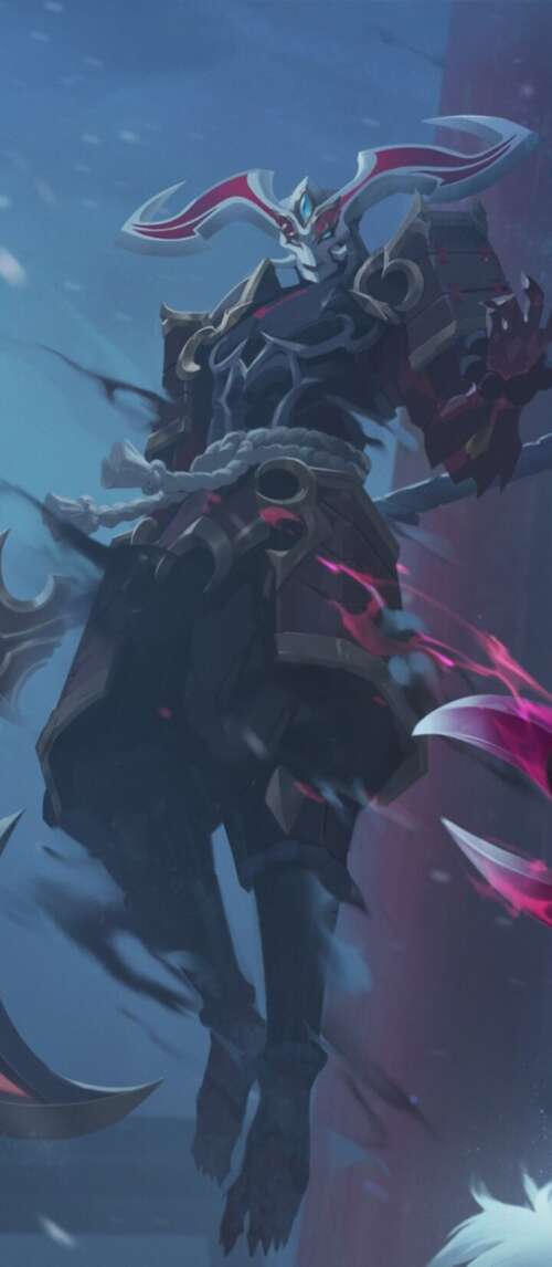 A dramatic depiction of a League of Legends-style champion wielding magical energy...