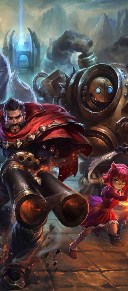 A collection of League of Legends characters including Ahri, Ezreal, Teemo, Annie,... Blackview WAVE 10 free background