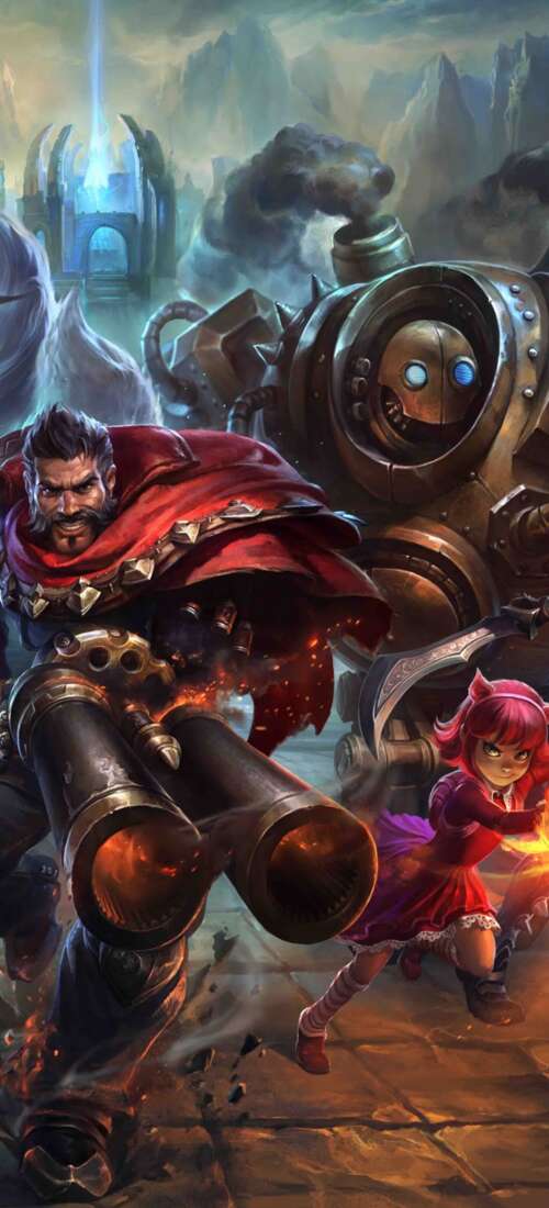 A collection of League of Legends characters including Ahri, Ezreal, Teemo, Annie,... Honor Magic8 free wallpaper