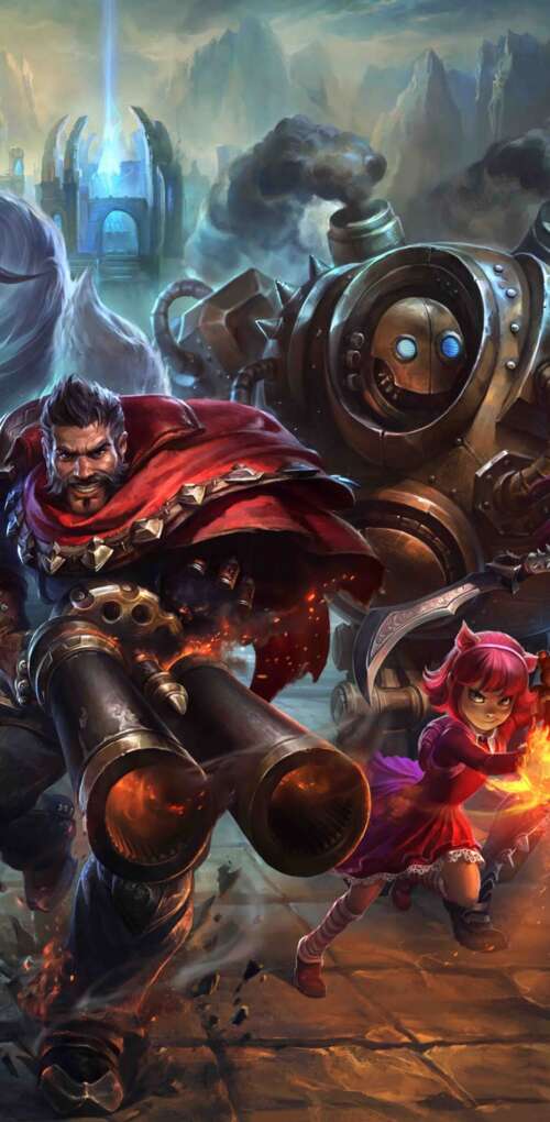 A collection of League of Legends characters including Ahri, Ezreal, Teemo, Annie,... Huawei Mate 30 Pro wallpaper photo gallery download