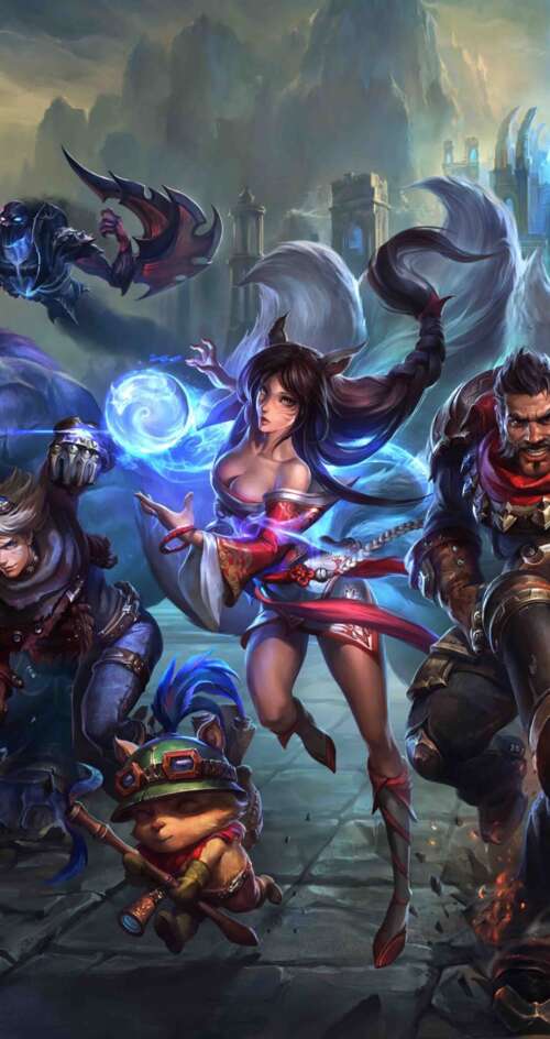 A high-quality game art illustration featuring League of Legends characters Ahri,... Sharp Aquos C10 wallpaper photo gallery download