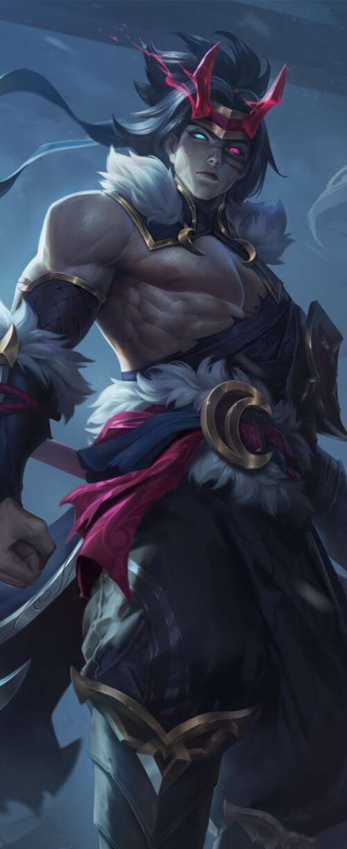 A cinematic and detailed character illustration in the style of League of Legends. Meizu Note 16 hand phone wallpaper