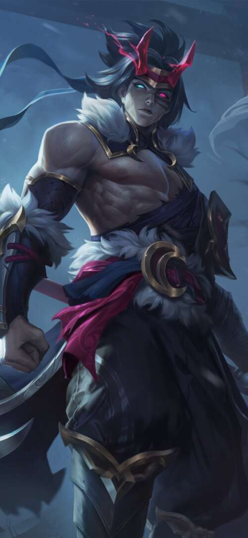 A cinematic and detailed character illustration in the style of League of Legends. Sharp Aquos R10 hand phone wallpaper