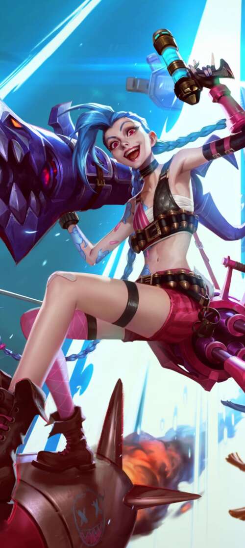 High-resolution character art featuring Lux and Jinx from League of Legends: Wild... lava Shark download free phone wallpaper