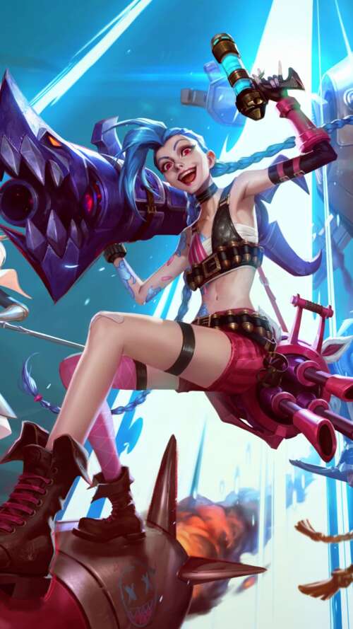 High-resolution character art featuring Lux and Jinx from League of Legends: Wild... Apple iPhone SE 2020 wallpapers for android