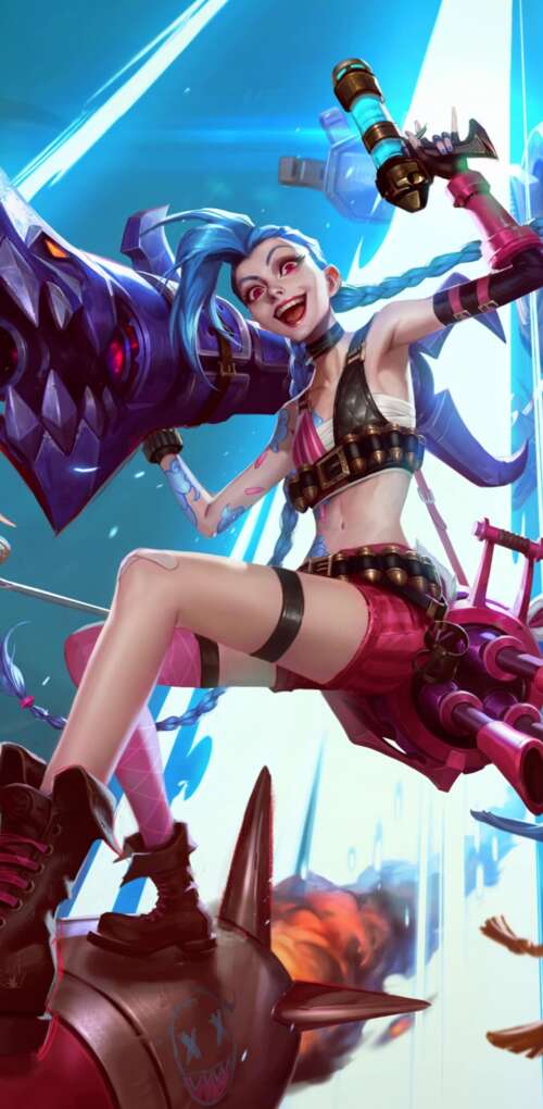 High-resolution character art featuring Lux and Jinx from League of Legends: Wild... Huawei Mate 30 Pro hd background