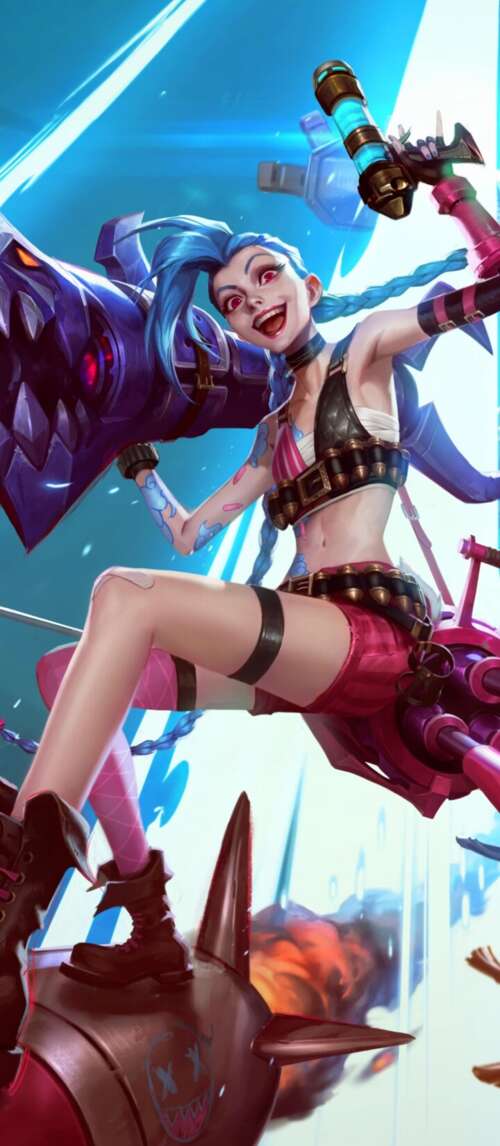 High-resolution character art featuring Lux and Jinx from League of Legends: Wild... Xiaomi Redmi 14C 5G wallpaper download